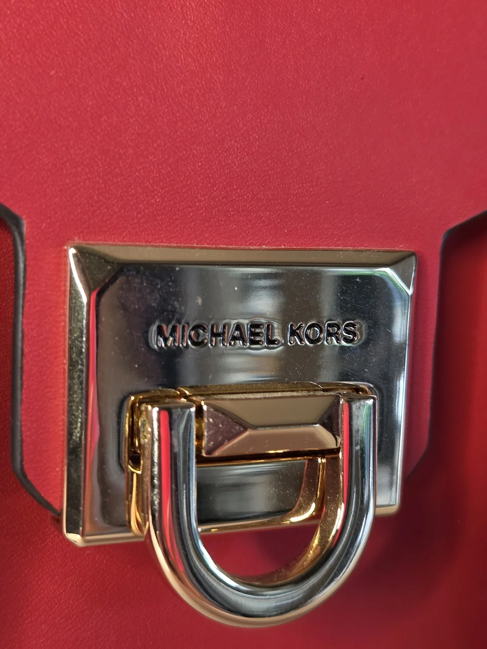 Michael Kors Manhattan Medium Flame Red Leather Satchel Crossbody